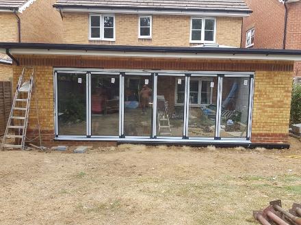 orangery extension with bifold doors, lantern roof 